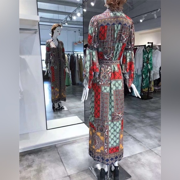 Sz XS ALICE + OLIVIA Jaylen Scarf Print Maxi Dress NWT - Picture 8 of 13